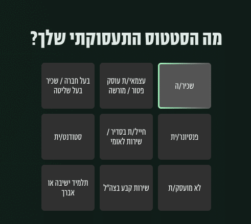 שאלת סטטוס תעסוקתי בפתיחת תיק השקעות