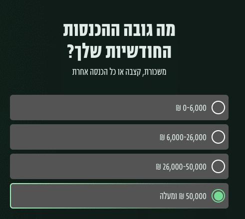 שאלת הכנסות חודשיות בפתיחת חשבון מסחר